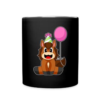 Horse Birthday Balloon - Full Colour Mug - black - Front