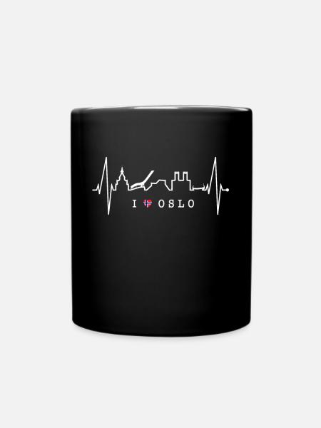 Oslo Skyline Heartbeat Norvège Amour J’aime Oslo - Mug uni - noir