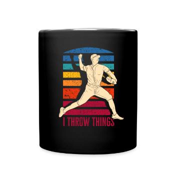 Lustiger Baseball - Tasse einfarbig - Schwarz - Vorne