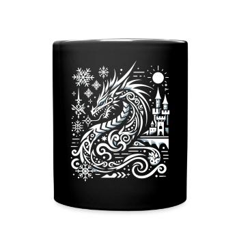 Dragon de glace dans la lueur de la neige - Mug uni - noir - Devant