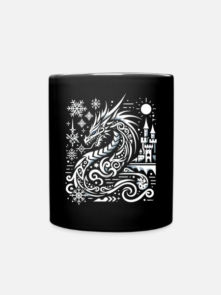 Dragon de glace dans la lueur de la neige - Mug uni - noir