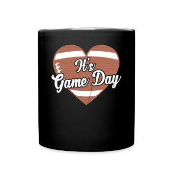 Spieltag mit Herz für Football - Tasse einfarbig - Schwarz - Vorne