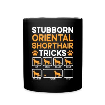 Stubborn Tricks Oriental Shorthair Cat - Full Colour Mug - black - Front