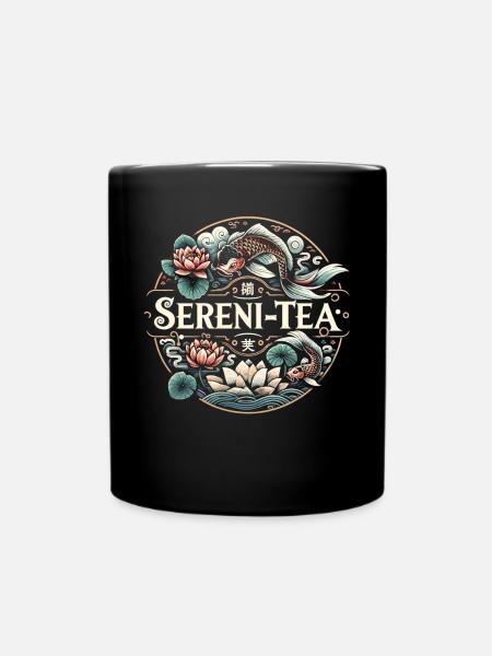 Lotusblüten und Teegenuss - Tasse einfarbig - Schwarz