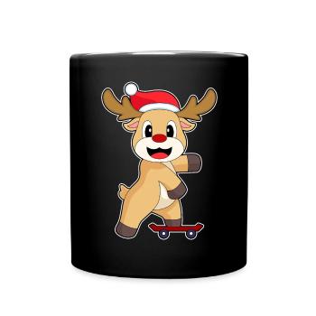 Reindeer Christmas Skateboard - Full Colour Mug - black - Front