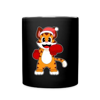 Tiger Weihnachten Boxen - Tasse einfarbig - Schwarz - Vorne