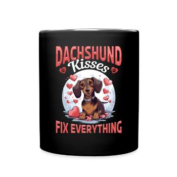 Wiener sausage dog Dachshund kisses Fix everything - Tasse einfarbig - Schwarz - Vorne