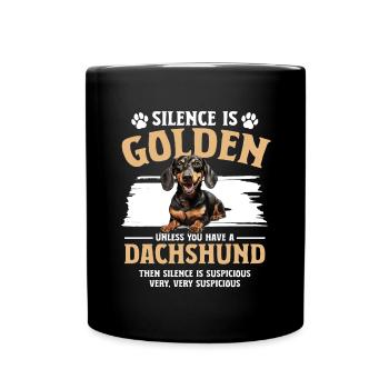 Dachshund wiener sausage dog Silence is Golden - Tasse einfarbig - Schwarz - Vorne