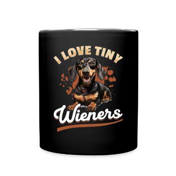 Saucisse saucisse saucisse teckel chien j’aime les petites saucisses - Mug uni - noir - Devant