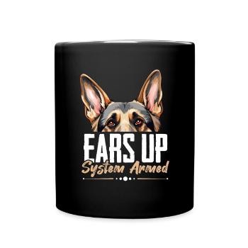 German Shepherd Dog Breed Pet Ears Up System Armed - Full Colour Mug - black - Front