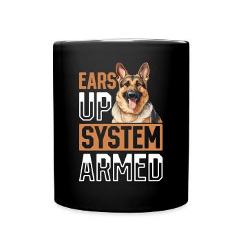 German Shepherd Dog Breed Pet Ears Up System Armed - Full Colour Mug - black - Front