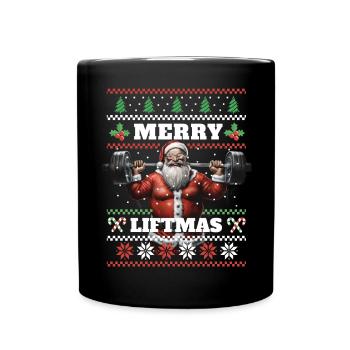 Merry Liftmas Pumper Bodybuilding Fitness Xmas - Full Colour Mug - black - Front
