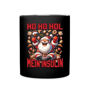 Ho Ho Hold My Blood Sugar Level - Diabetes Spruch - Tasse einfarbig - Schwarz - Vorne