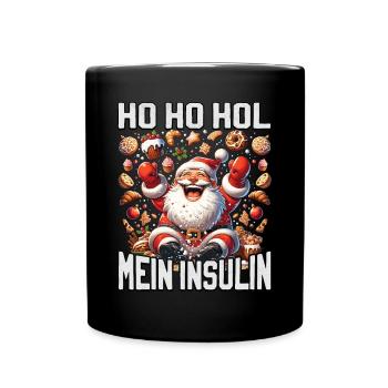 Ho Ho Hold My Blood Sugar Level - Diabetes Spruch - Tasse einfarbig - Schwarz - Vorne