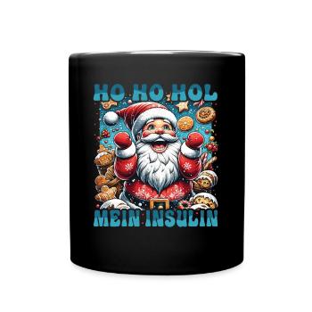 Ho Ho Hold My Blood Sugar Level - Diabetes Spruch - Tasse einfarbig - Schwarz - Vorne