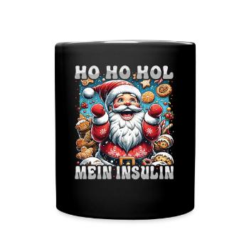 Ho Ho Hold My Blood Sugar Level - Diabetes Spruch - Tasse einfarbig - Schwarz - Vorne