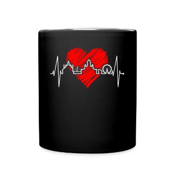 Helsinki Skyline Herzschlag Finnisch Love Finnland - Tasse einfarbig - Schwarz - Vorne
