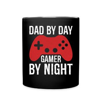 Dad By Day Gamer By Night Gamer Gifts Video Gaming - Full Colour Mug - black - Front