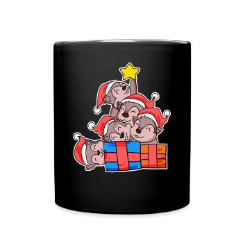 Squirrel Christmas Tree Christmas - Full Colour Mug - black - Front