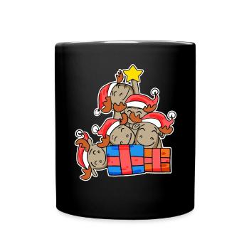 Moose Christmas Tree Christmas - Full Colour Mug - black - Front