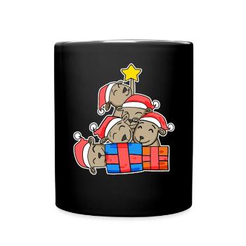 Kangaroo Kangaroos Christmas Tree Christmas - Full Colour Mug - black - Front