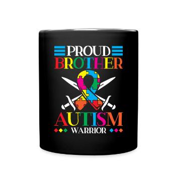 Proud brother of an autism warrior - Full Colour Mug - black - Front