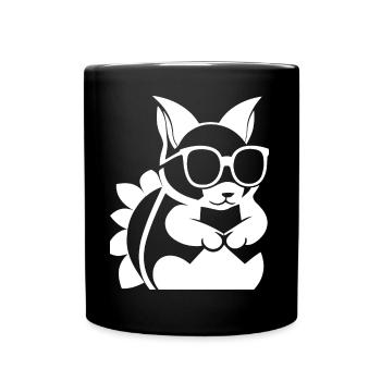 Lustiges Eichhörnchen mit Sonnenbrille Eichhörnchen - Tasse einfarbig - Schwarz - Vorne