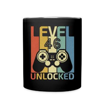 Level 46 freigeschaltet Lustiger Videospieler 46. Geburtstag - Tasse einfarbig - Schwarz - Vorne