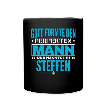 Steffen Name Design - Tasse einfarbig - Schwarz - Vorne
