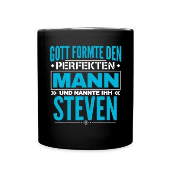 Steven Name Design - Tasse einfarbig - Schwarz - Vorne