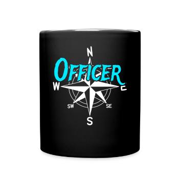 Offizier Boots Crew Skipper Segler Kapitän - Tasse einfarbig - Schwarz - Vorne