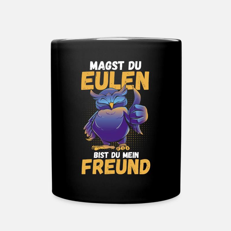 Eulen - Tasse einfarbig - Schwarz