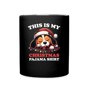Pyjama de Noël Beagle Chiens - Mug uni - noir - Devant