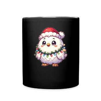 Père Noël chapeau Noël guirlandes lumineuses poulet - Mug uni - noir - Devant