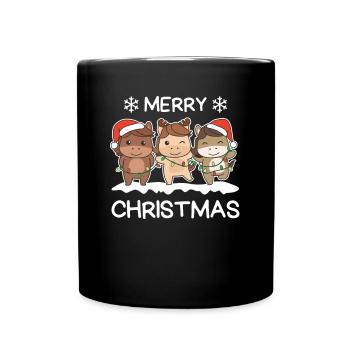 Frohe Weihnachten Pferd Heiligabend Pferde - Tasse einfarbig - Schwarz - Vorne