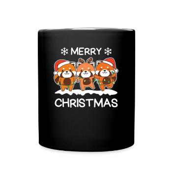 Frohe Weihnachten Roter Panda Heiligabend Rote - Tasse einfarbig - Schwarz - Vorne