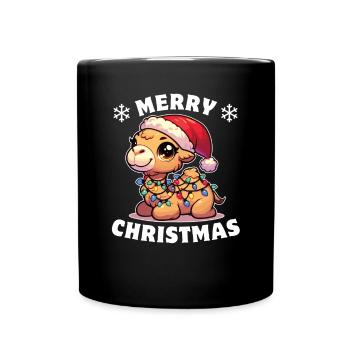Weihnachtsmütze Weihnachten Lichterkette Kamel - Tasse einfarbig - Schwarz - Vorne
