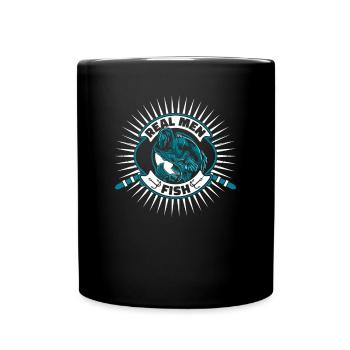 Real Men Fish Fliegenfischer Spinnfischer Angler - Tasse einfarbig - Schwarz - Vorne
