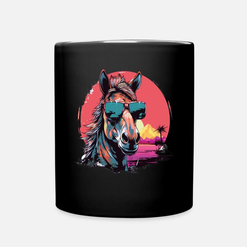 Hipster Horse Sunglasses Sunset - Tasse einfarbig - Schwarz
