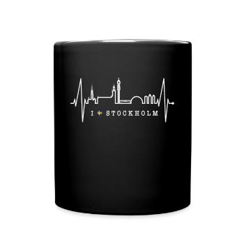 Stockholm Skyline Heartbeat Heart I Love Suède - Mug uni - noir - Devant