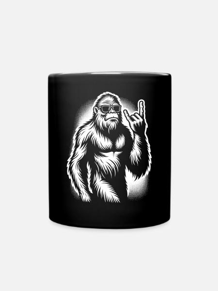 Bigfoot Sasquatch Rock and Roll Cornes en métal - Mug uni - noir