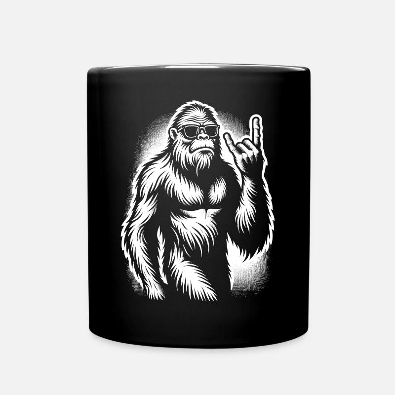 Bigfoot Sasquatch Rock and Roll Cornes en métal - Mug uni - noir