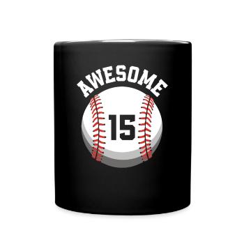 Fête de baseball du 15e anniversaire des enfants - Mug uni - noir - Devant