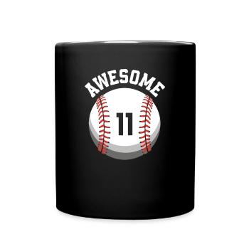 Kinder Geburtstag 11. Geburtstag Baseballparty - Tasse einfarbig - Schwarz - Vorne