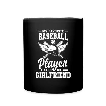 Lustiger Baseball - Tasse einfarbig - Schwarz - Vorne