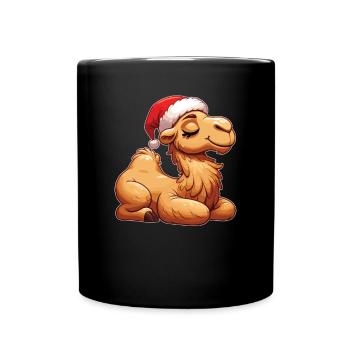 Weihnachtsmütze Weihnachten Lichterkette Kamel - Tasse einfarbig - Schwarz - Vorne