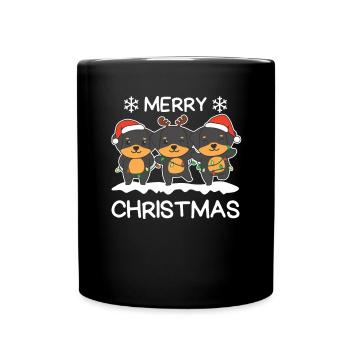 Joyeux Noël Rottweiler Chiens de la veille de Noël - Mug uni - noir - Devant