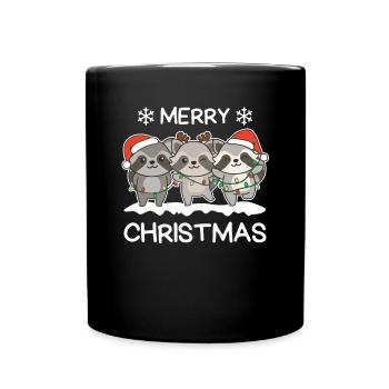 Merry Christmas Raccoon Christmas Eve Raccoons - Full Colour Mug - black - Front