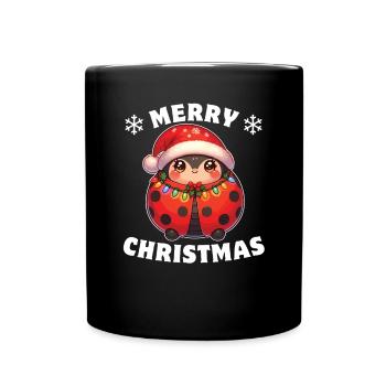 Christmas Fairy Lights Ladybug - Full Colour Mug - black - Front