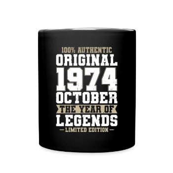 50th Birthday Vintage October 1974 Original 1974 - Full Colour Mug - black - Front